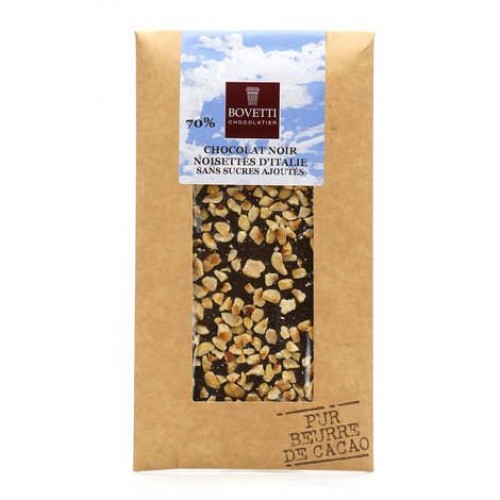 Bovetti Σοκολάτα Υγείας 71 τοις εκατό  Χωρίς Ζάχαρη με Φουντούκι 100gr