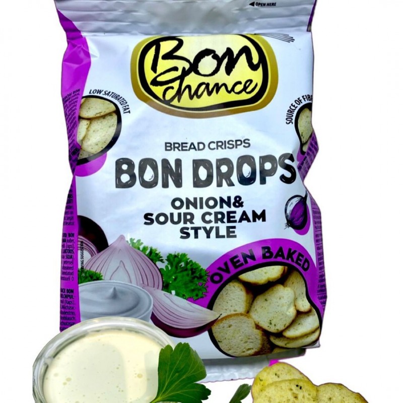 Bon Chance Bon Drops Onion And Sour Cream Style Bread Crisps 70gr