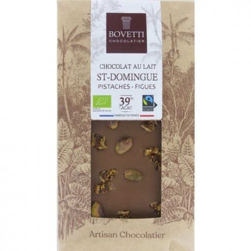 Bovetti Σοκολάτα Γάλακτος 39  τοις εκατό με Φυστίκι και Σύκο  100gr