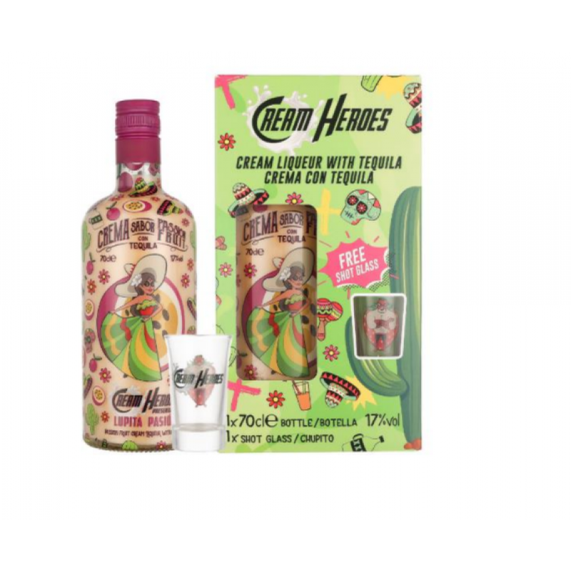 Cream Heroes Liqueur Tequila With Passion Fruit  Gift Pack With Glass