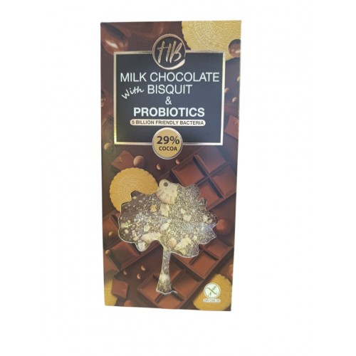Healthy Bites Σοκολάτα Γάλακτος Με Κακάο 29 τοις εκατό με Μπισκότο και Προβιοτικά 100gr