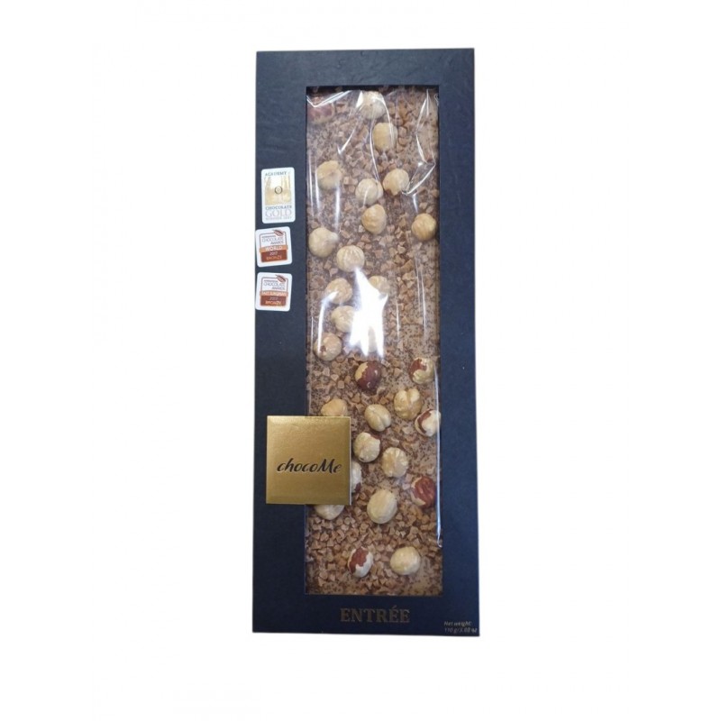 Choco Me Σοκολάτα Λευκή  Με Φουντούκια,Με Καραμέλα και Κόκκους Καφέ 110 gr