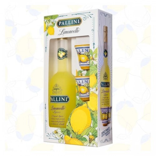 Pallini Limoncello Gift Box With Ceramic Glasses