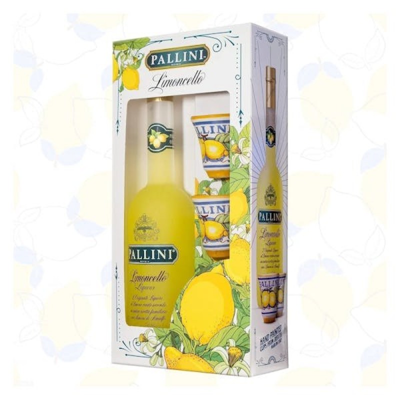 Pallini Limoncello Gift Box With Ceramic Glasses