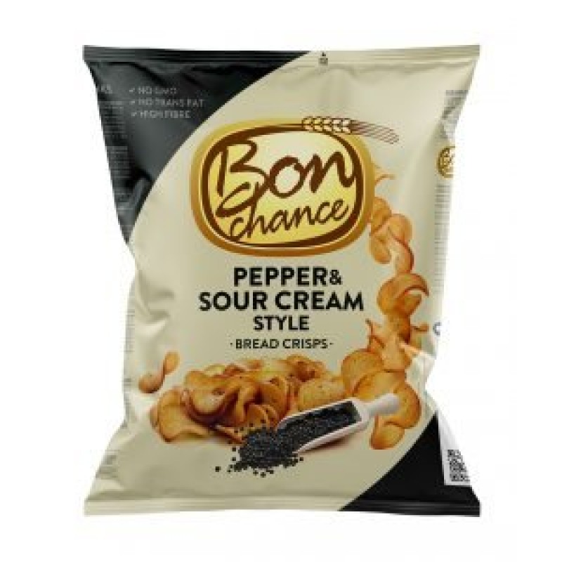 Bon Chance Pepper And Sour Cream Style Bread Crisps 120gr