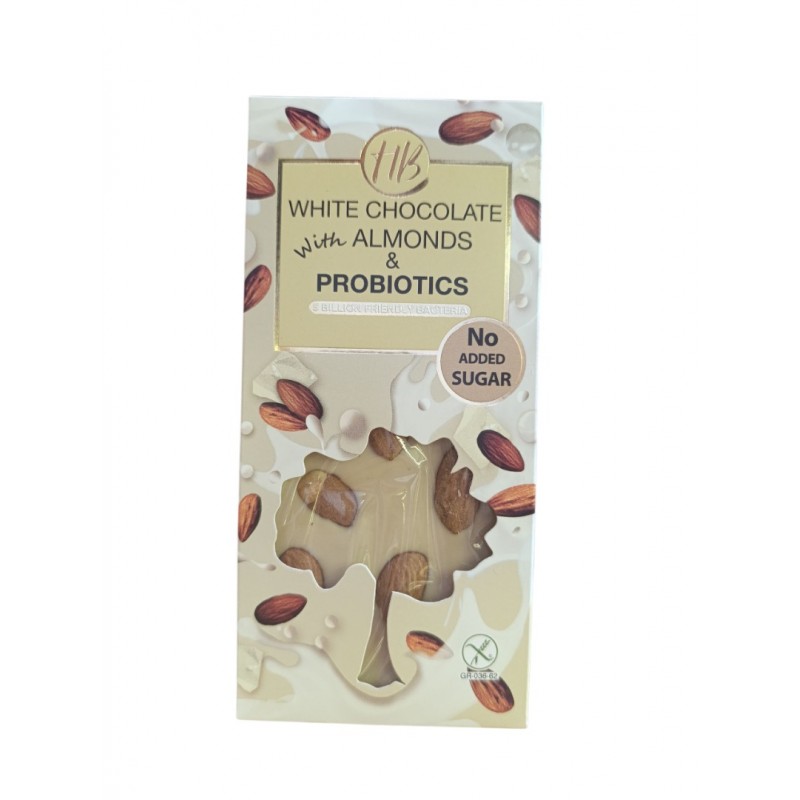 Healthy Bites Σοκολάτα Λευκή  με Αμύγδαλο και Προβιοτικά 100gr