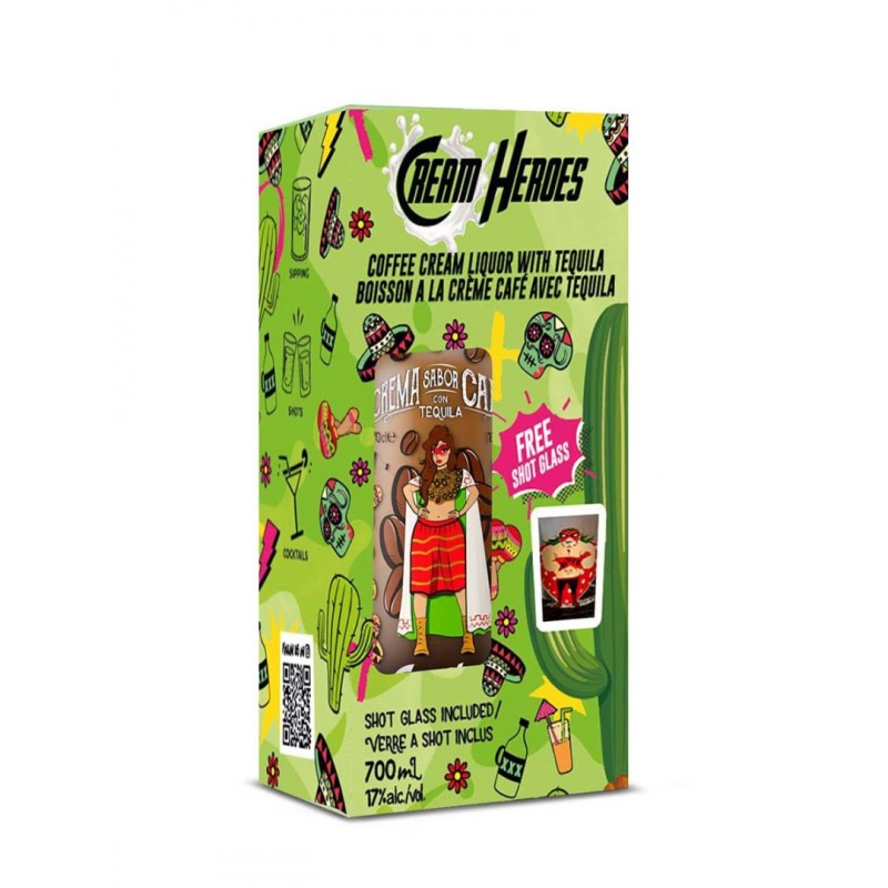 Cream Heroes Liqueur Tequila With Coffee Gift Pack With Glass
