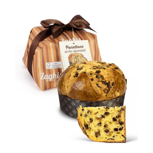 Panettone Zaghis Με 3 Είδη Σοκολάτας 750gr