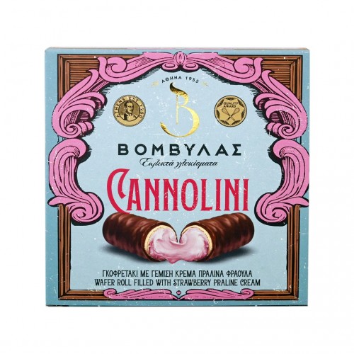 Βομβύλας Cannolini Γκοφρετάκι Με Γέμιση Κρέμα  Πραλίνα Φράουλα 170gr