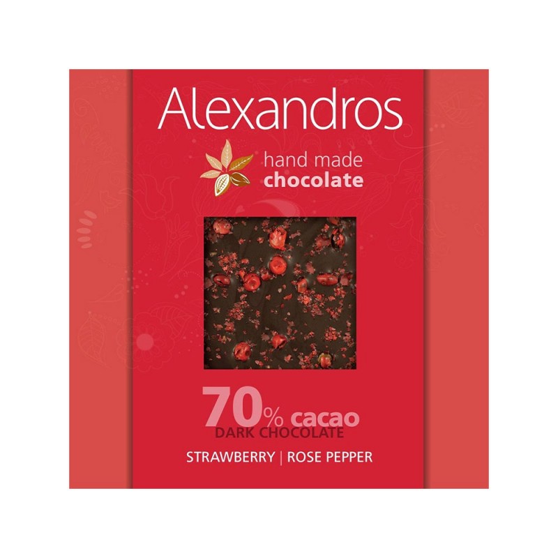 Alexandros Σοκολάτα Υγείας-Strawberry Rose Pepper 90gr