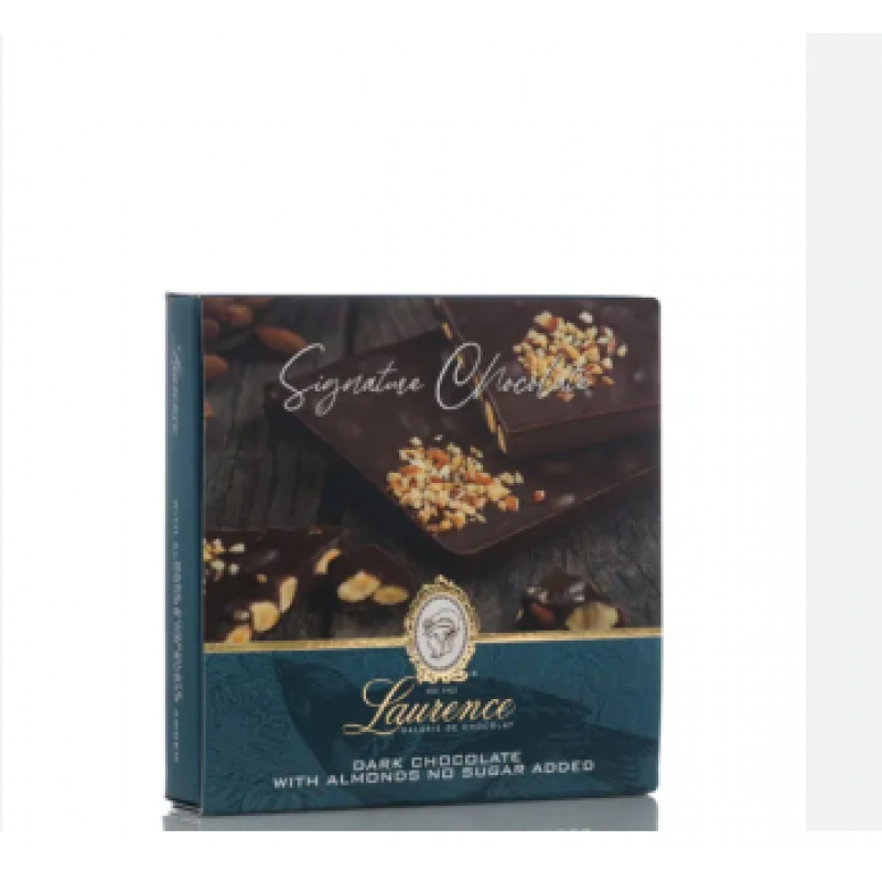 Laurence Signature Collection Dark  Chocolate With Almonds No Sugar Added 100gr