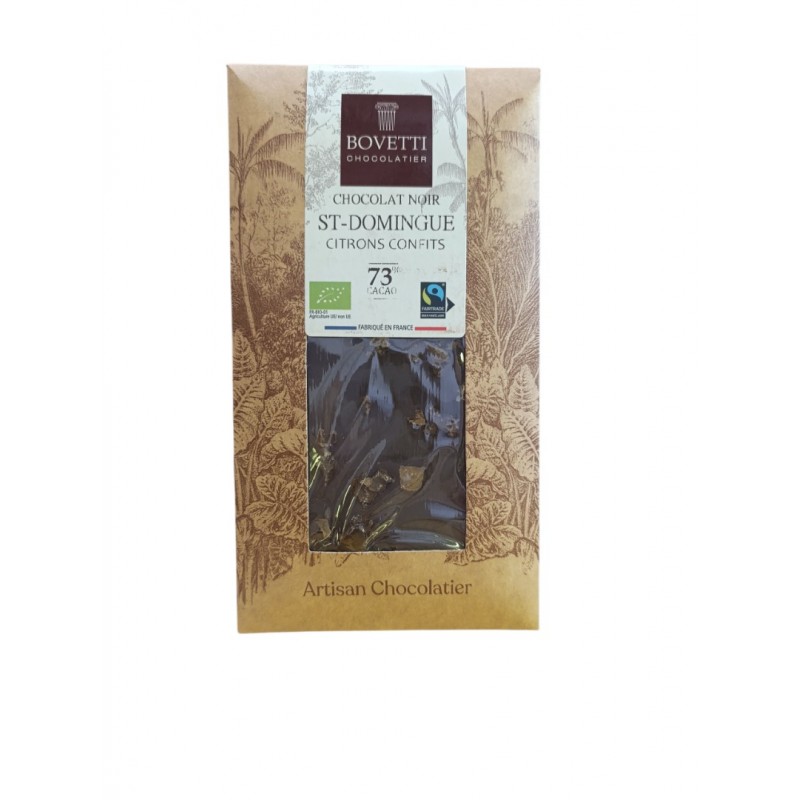 Bovetti Σοκολάτα Υγείας 73 τοις εκατό με Λεμόνια 100gr