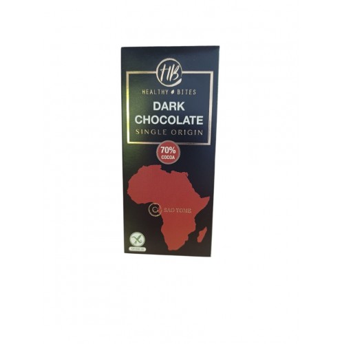 Healthy Bites Σοκολάτα Υγείας Single Origin Sao Tome Με Κακάο 70 τοις εκατό Χωρίς Προσθήκη Ζάχαρης 100gr